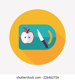 kitchenware chopping board and knife flat icon with long shadow,eps10