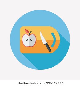 kitchenware chopping board and knife flat icon with long shadow,eps10