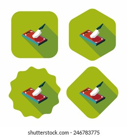 kitchenware chopping board and knife flat icon with long shadow,eps10