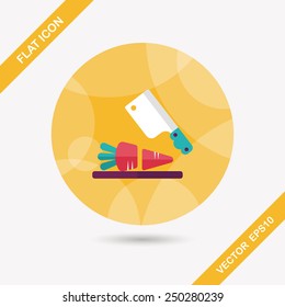 kitchenware chopping board and knife flat icon with long shadow,eps10