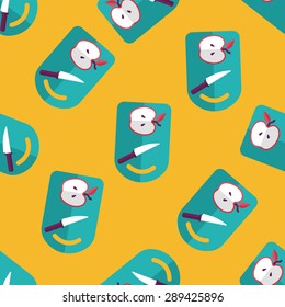 kitchenware chopping board and knife flat icon, seamless pattern background