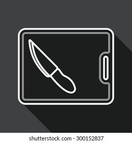 kitchenware chopping board and knife flat icon with long shadow,, line icon