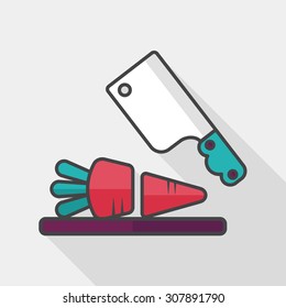 kitchenware chopping board and knife flat icon with long shadow,eps10