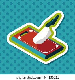 kitchenware chopping board and knife flat icon with long shadow,eps10