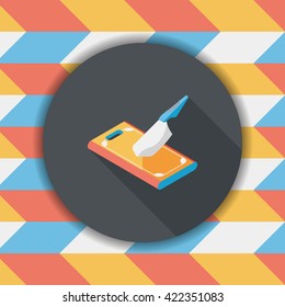 kitchenware chopping board and knife flat icon with long shadow,eps10