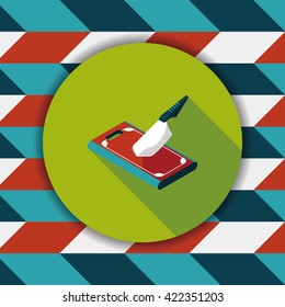 kitchenware chopping board and knife flat icon with long shadow,eps10