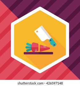 kitchenware chopping board and knife flat icon with long shadow,eps10
