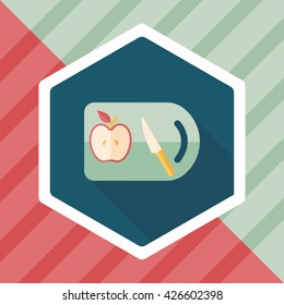kitchenware chopping board and knife flat icon with long shadow,eps10