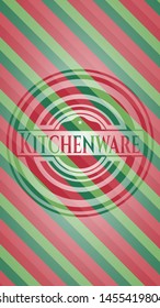 Kitchenware christmas badge. Vector Illustration. Detailed.