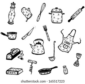 Kitchenware And Cook Utensils Set/ Illustration of a set of kitchenware and cook elements