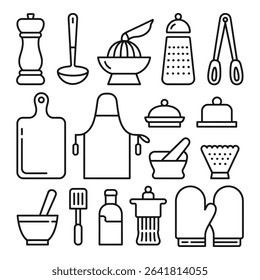 Kitchenware and cooking utensils isolated on white background