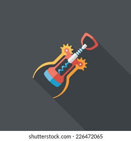 kitchenware corkscrew flat icon with long shadow,eps10