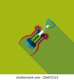 kitchenware corkscrew flat icon with long shadow,eps10