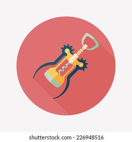 kitchenware corkscrew flat icon with long shadow,eps10