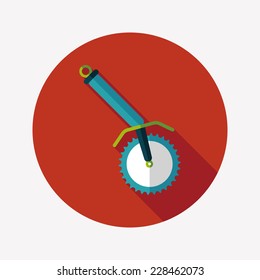 kitchenware corkscrew flat icon with long shadow,eps10