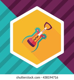 kitchenware corkscrew flat icon with long shadow,eps10