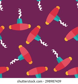 kitchenware corkscrew flat icon,eps10 seamless pattern background