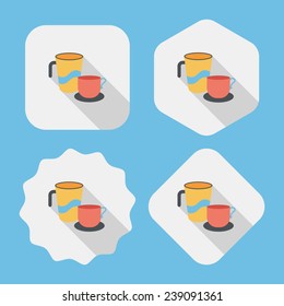kitchenware cup flat icon with long shadow, eps10