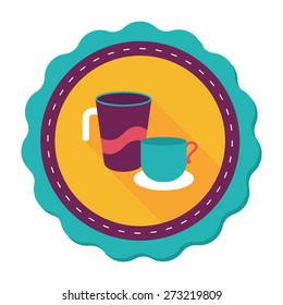 kitchenware cup flat icon with long shadow,eps10