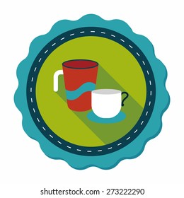 kitchenware cup flat icon with long shadow,eps10