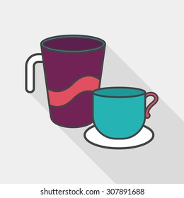 kitchenware cup flat icon with long shadow,eps10
