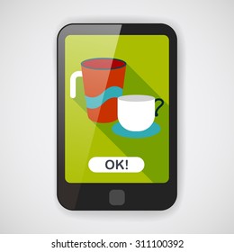 kitchenware cup flat icon with long shadow,eps10