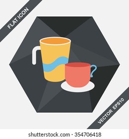 kitchenware cup flat icon with long shadow,eps10