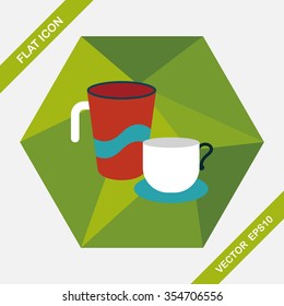 kitchenware cup flat icon with long shadow,eps10