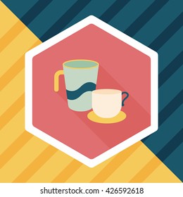 kitchenware cup flat icon with long shadow,eps10