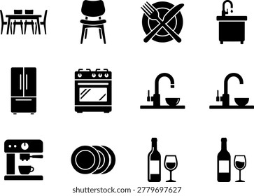 Kitchenware and Dining Essentials in Black Icons