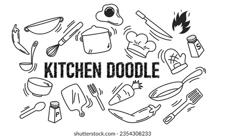 kitchenware doodle hand drawing sketch utensils pencil scribble