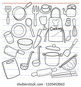 Kitchenware  doodle stlye set