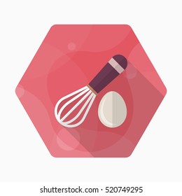 Kitchenware eggbeater flat  icon with long shadow,circle,eps10,interface,button