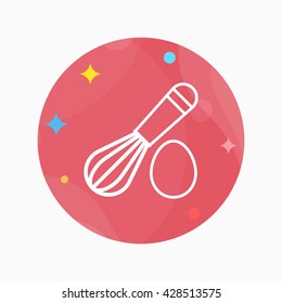 Kitchenware eggbeater line  icon with long shadow,circle,eps10,interface,button