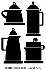 kitchenware electric kettle icons on a white background