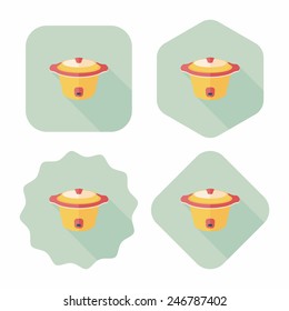 kitchenware electric pot flat icon with long shadow,eps10