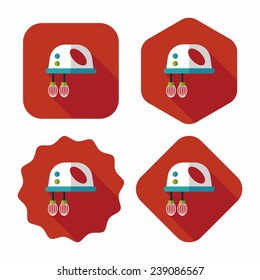 kitchenware electronic beater flat icon with long shadow, eps10