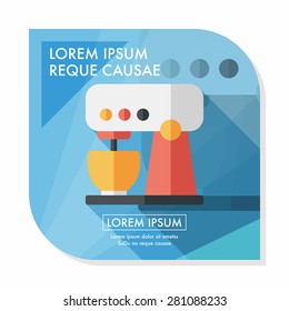 kitchenware electronic beater flat icon with long shadow,eps10