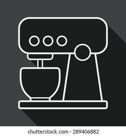 kitchenware electronic beater flat icon with long shadow, line icon