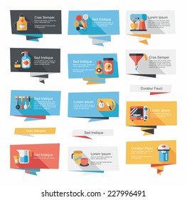 Kitchenware flat banner background set, eps10