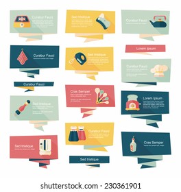 Kitchenware flat banner background set, eps10