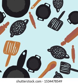 Kitchenware flat illustration for your design. Modern background
