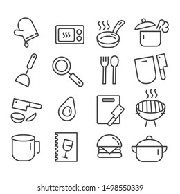 Kitchenware and food icon isolated. Modern outline in trendy style on white background