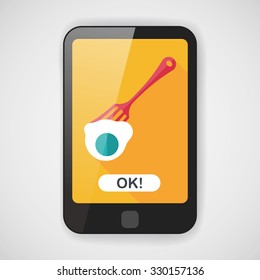 kitchenware fork and egg flat icon with long shadow,eps10