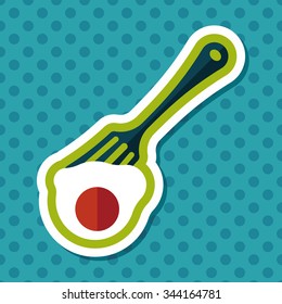 kitchenware fork and egg flat icon with long shadow,eps10