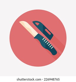 kitchenware fruit knife flat icon with long shadow,eps10