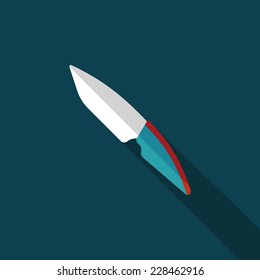 kitchenware fruit knife flat icon with long shadow,eps10