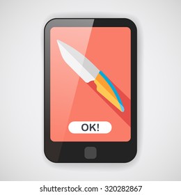 kitchenware fruit knife flat icon with long shadow,eps10