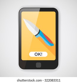 kitchenware fruit knife flat icon with long shadow,eps10