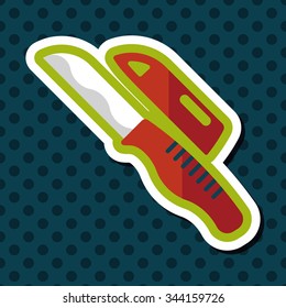 kitchenware fruit knife flat icon with long shadow,eps10